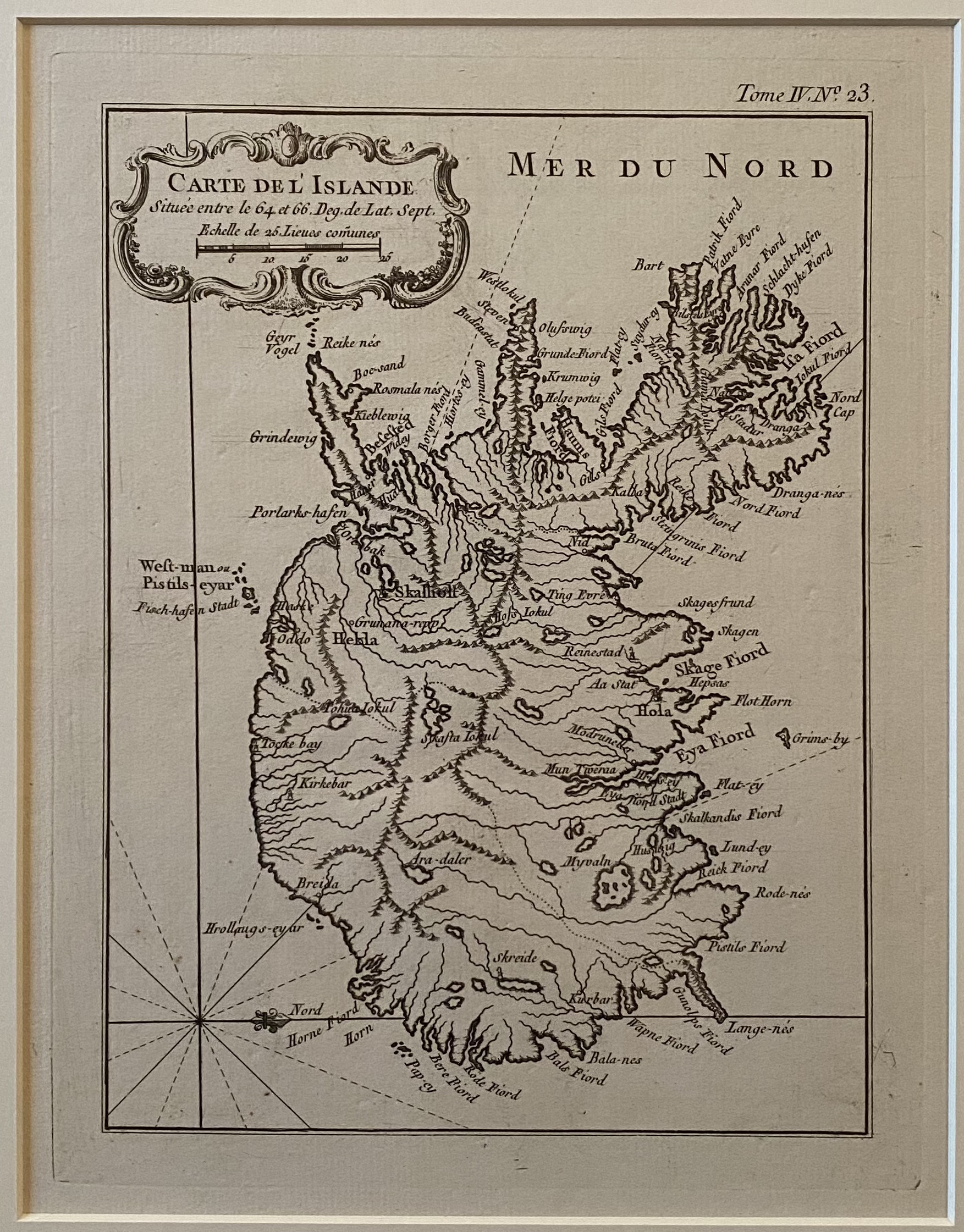 Carte de l‘Islande Situee entre les 64 et 66 Drg..De Lat.Sept