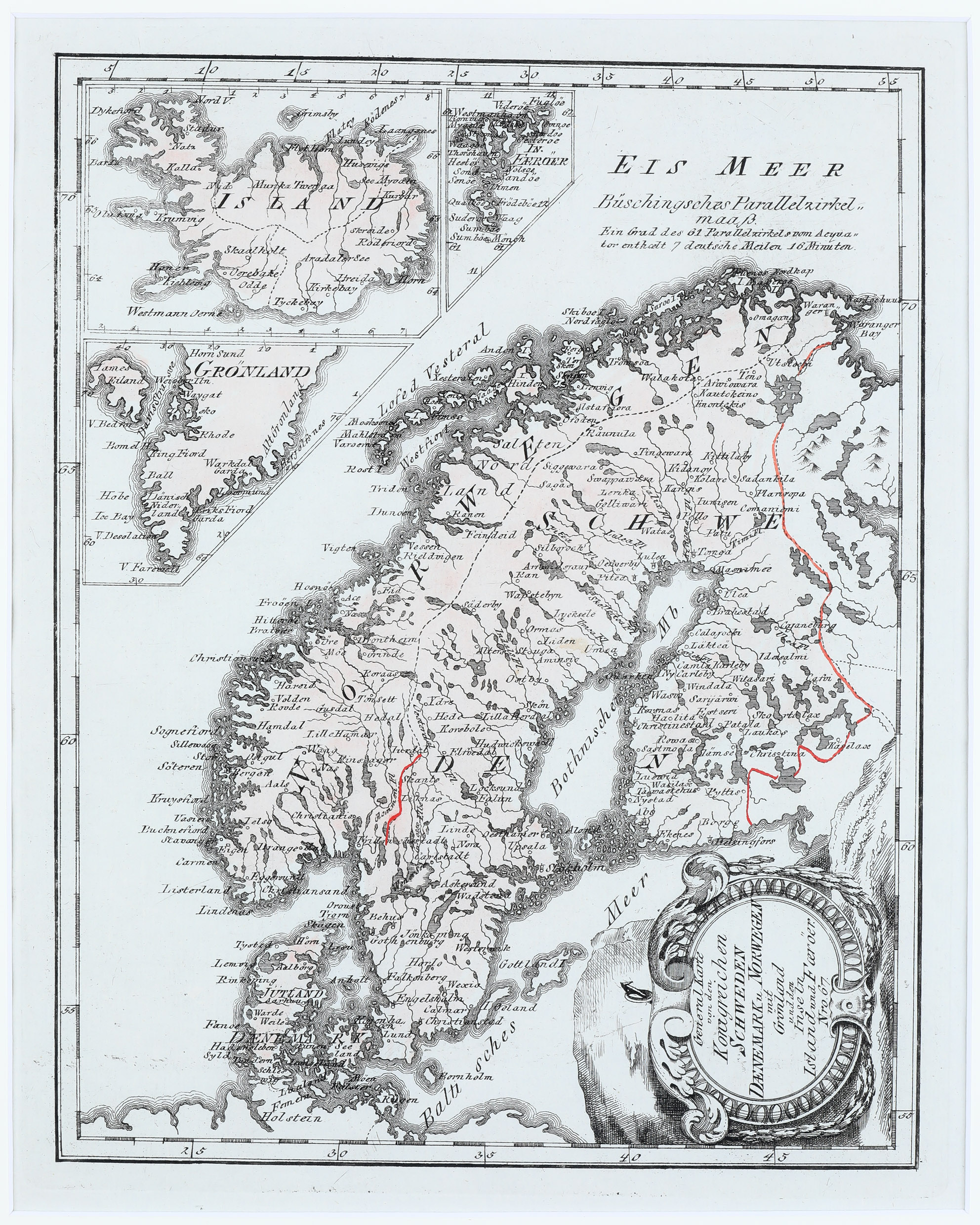 64. General Karte von den Königreichen Schweden, Daenemark u. Norwegen mit Grönland und den Inseln Island und Faeröer Nro. 67