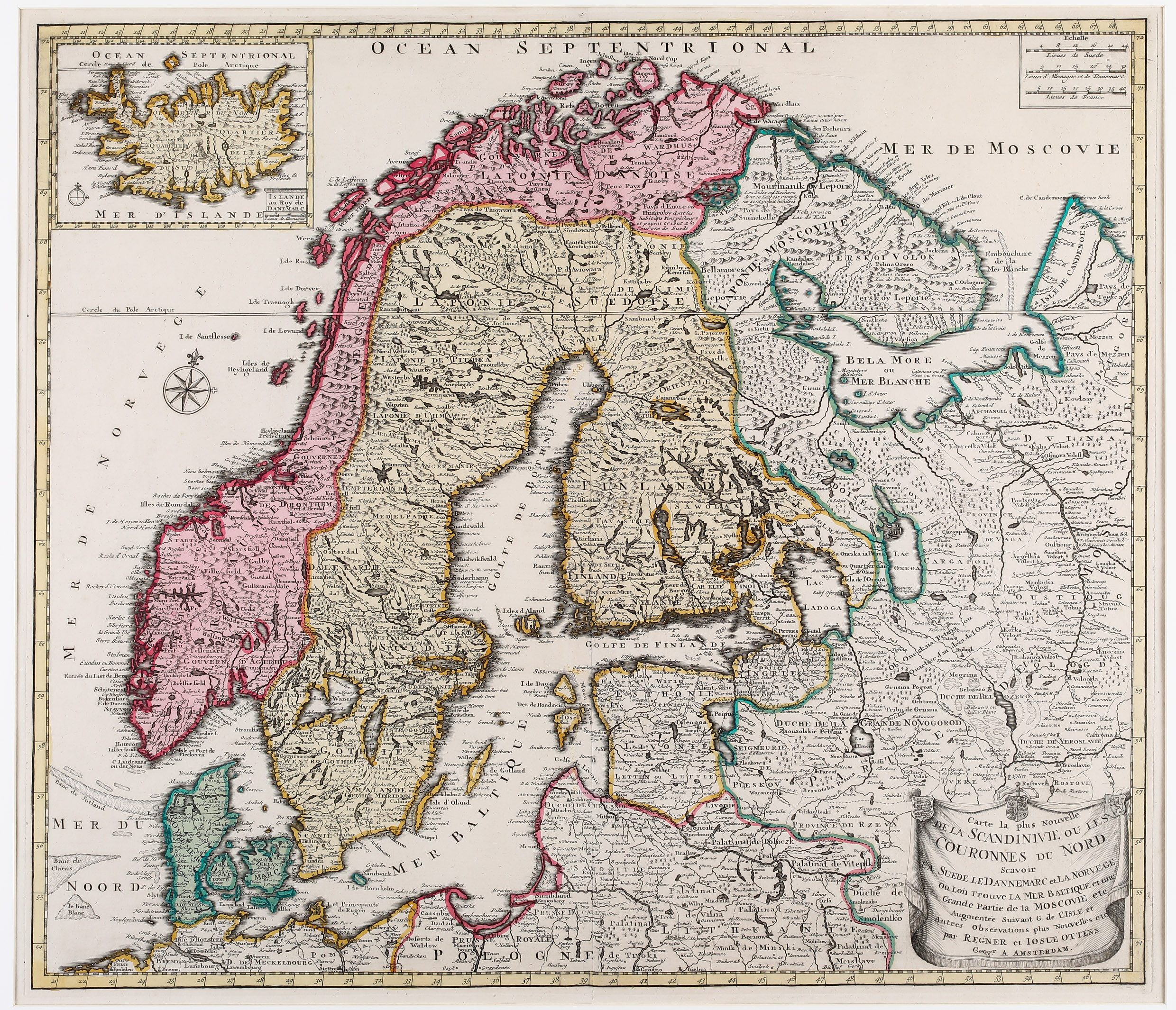 69. Carte la plus nouvelle de la Scandinavie ou les Couronnes  du Nord  scavoir
