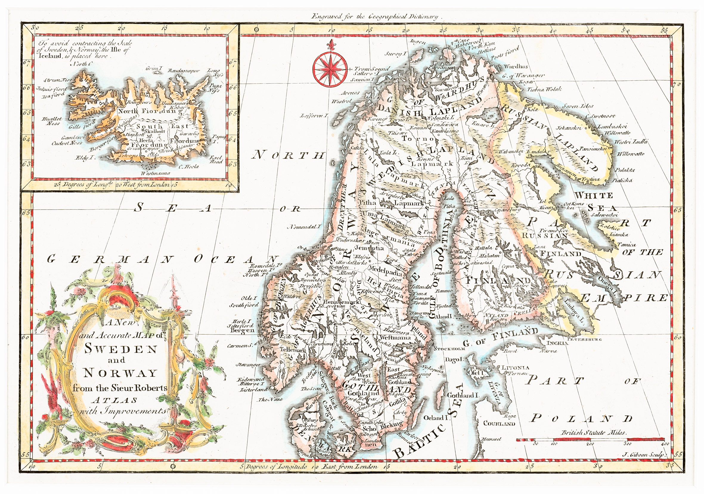 114. A New and Accurate Map of Sweden and Norway from the Sieur Roberts Atlas with Improvements
