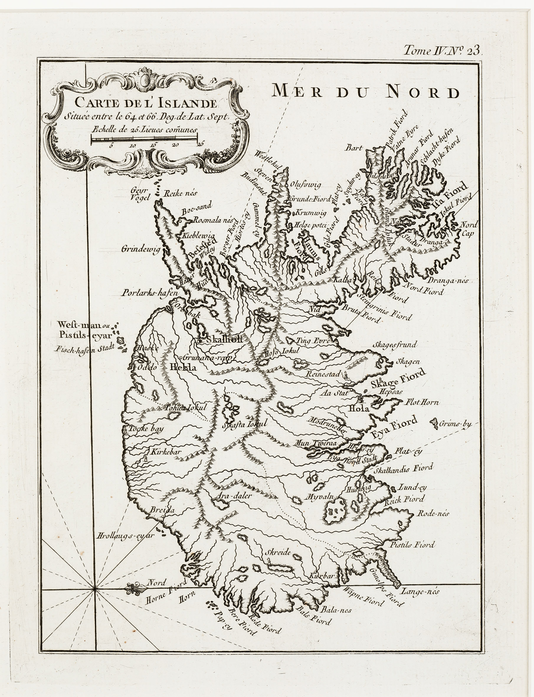 119. Carte de l‘Islande Situee entre les 64 et 66 Drg..De Lat.Sept