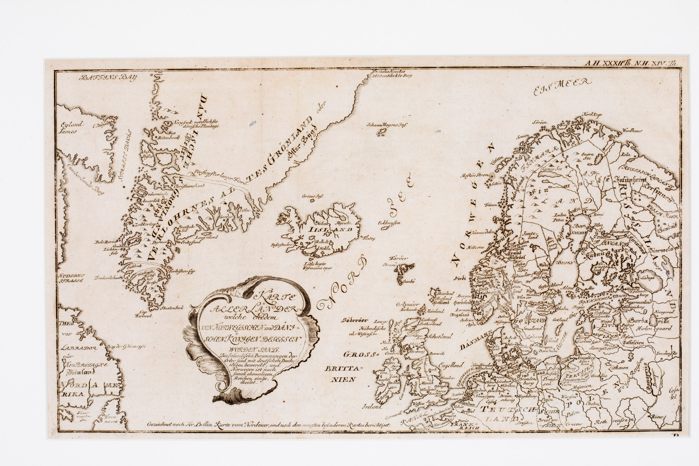 148. Karte aller Länder welche ehedem von Norwegaschen und Dänischen Königen besessen worden sind